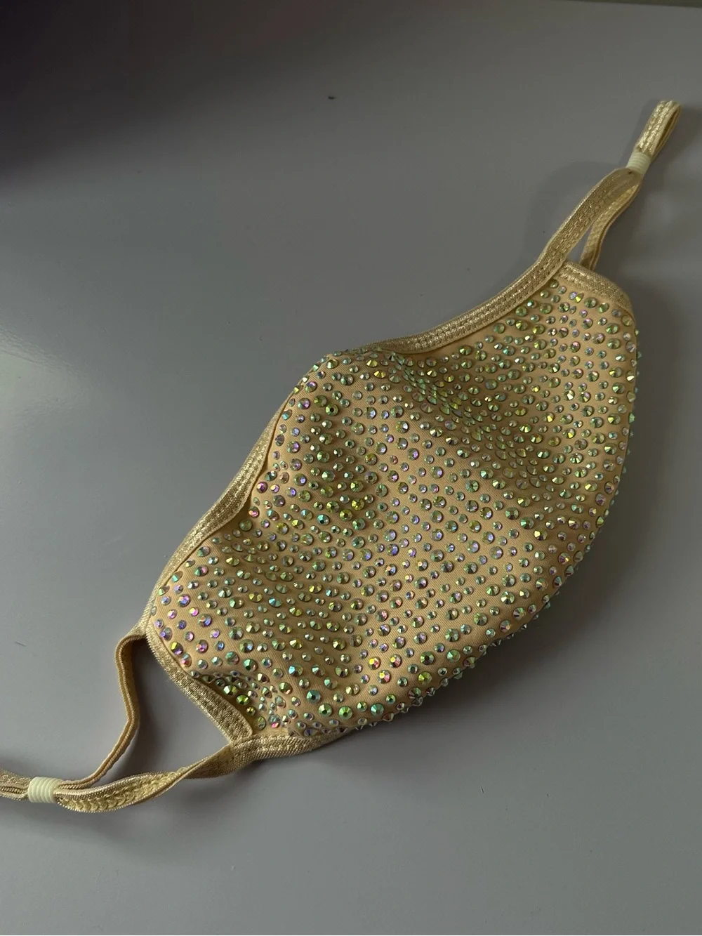 Embellished Yellow Crystal Face Mask